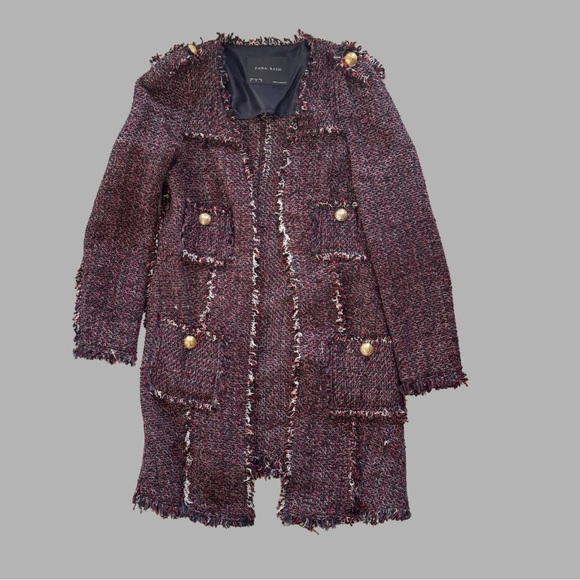 Zara Tweed Coat with Gold Buttons Accents Sz M - Picture 6 of 6
